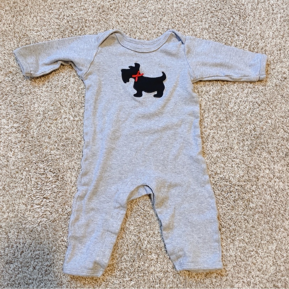 Hudson Baby Gray Baby Girl One Piece with Scottie Dog Size 3-6 Months